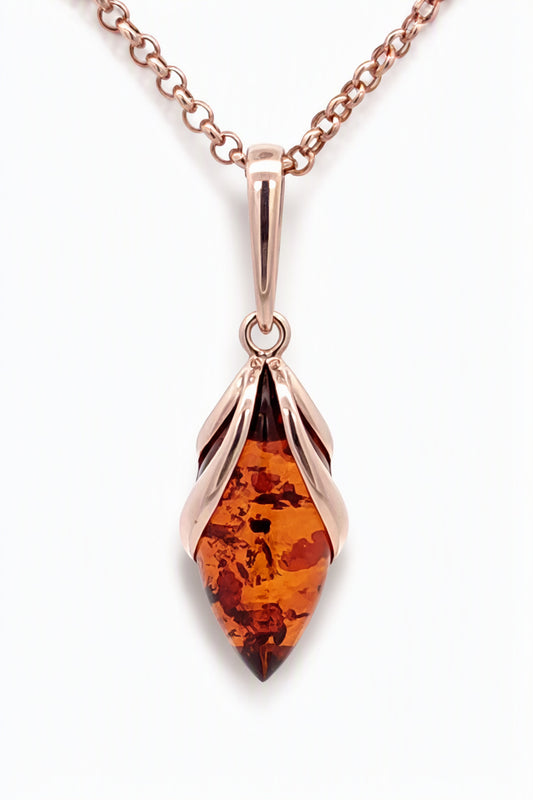 Marquise Cognac Amber Silver Pendant — DARVIN (Pre-Order)