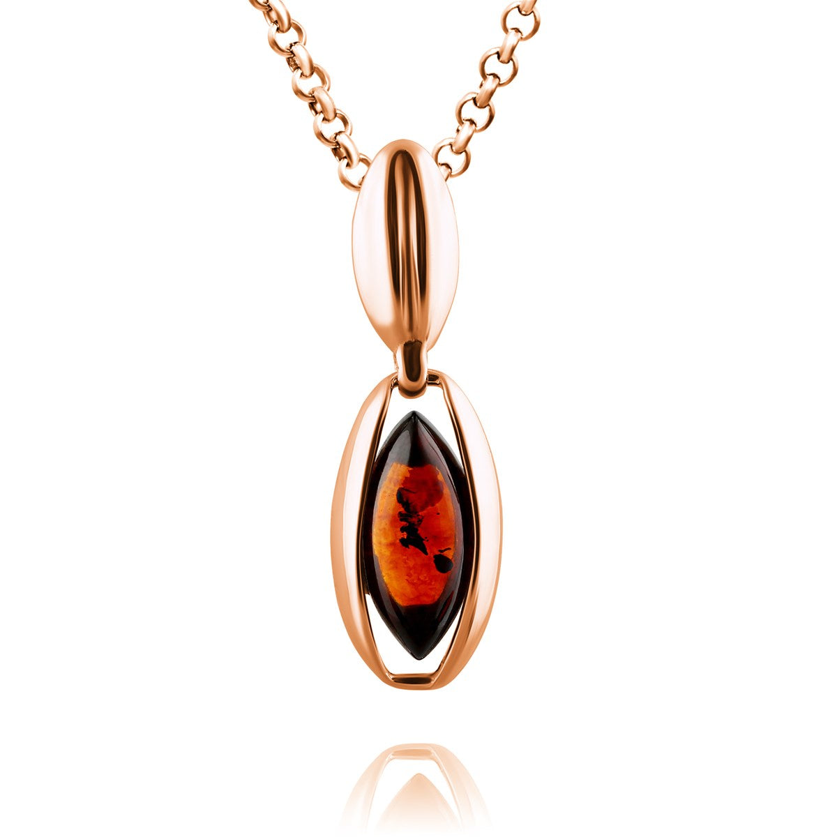 Marquise Cognac Amber Silver Pendant — DARVIN (Pre-Order)