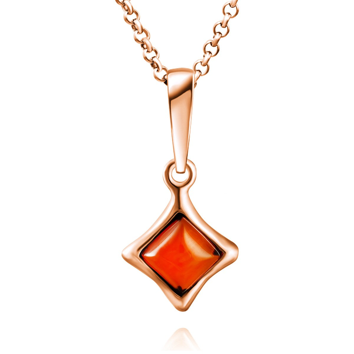 Square Cognac Amber Silver Pendant — DARVIN (Pre-Order)