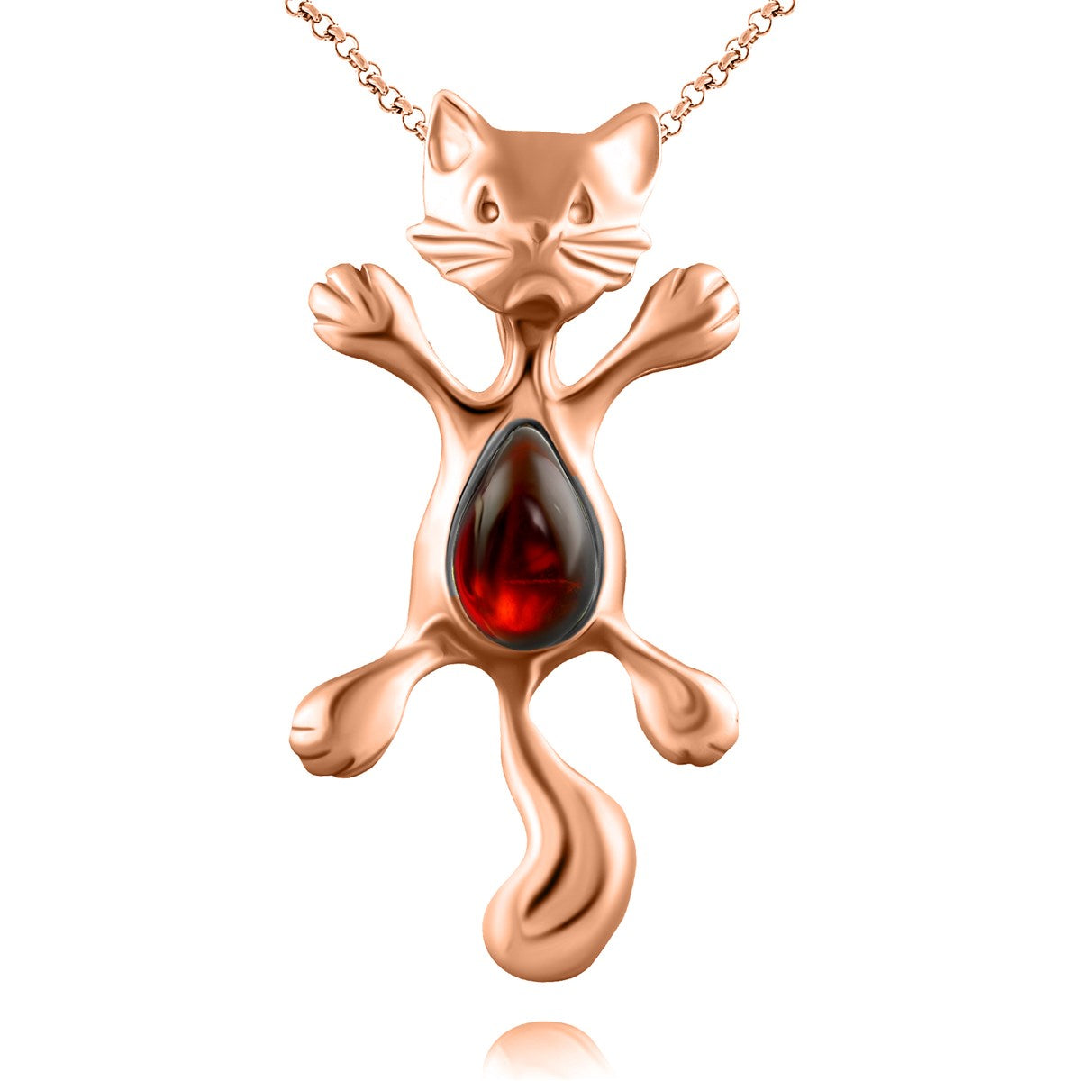 Teardrop Cognac Amber Silver Pendant — DARVIN