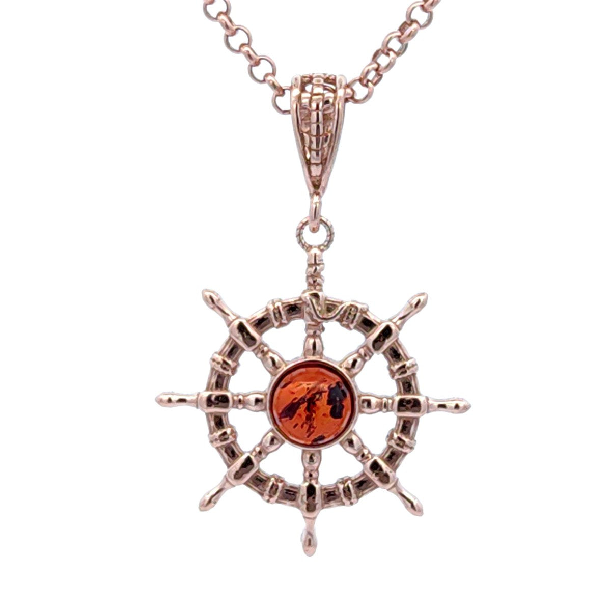 Round Cognac Amber Silver Pendant — DARVIN (Pre-Order)