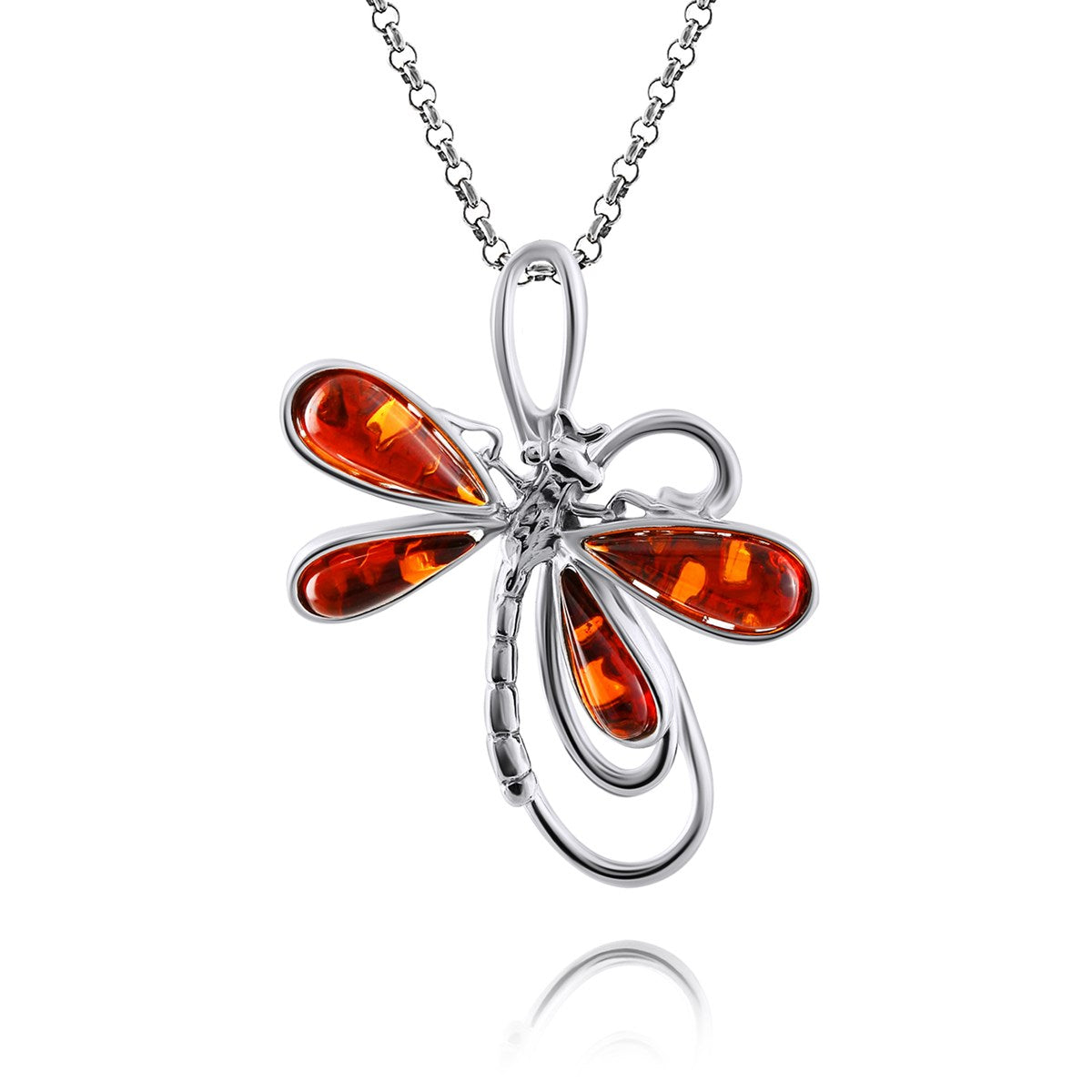 Teardrop Cognac Amber Silver Pendant — DARVIN (Pre-Order)