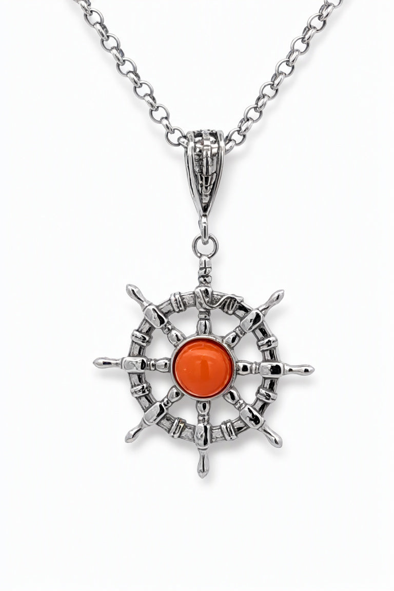 Round Cognac Amber Silver Pendant — DARVIN (Pre-Order)