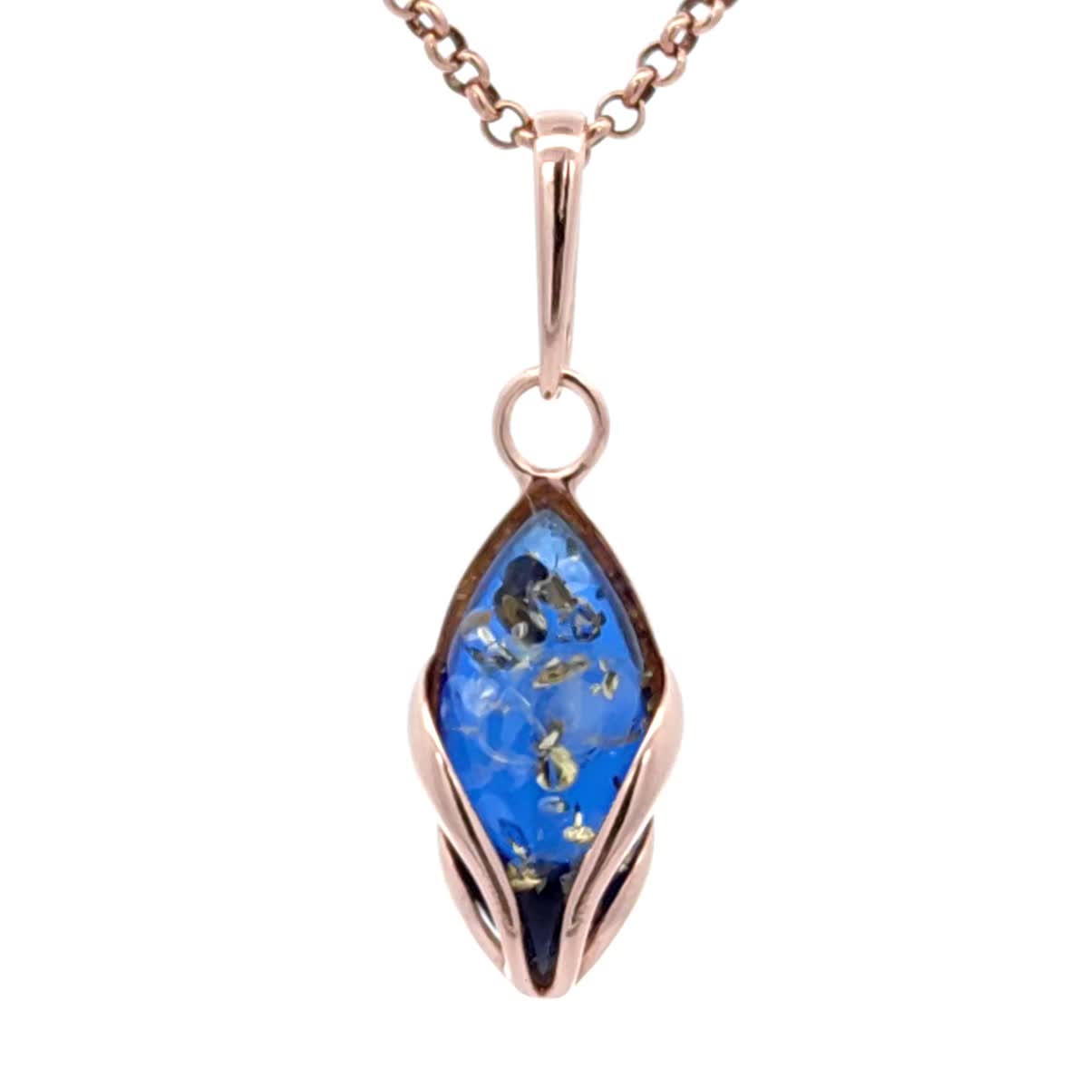 Marquise Sapphire Blue Amber Silver Pendant — DARVIN (Pre-Order)