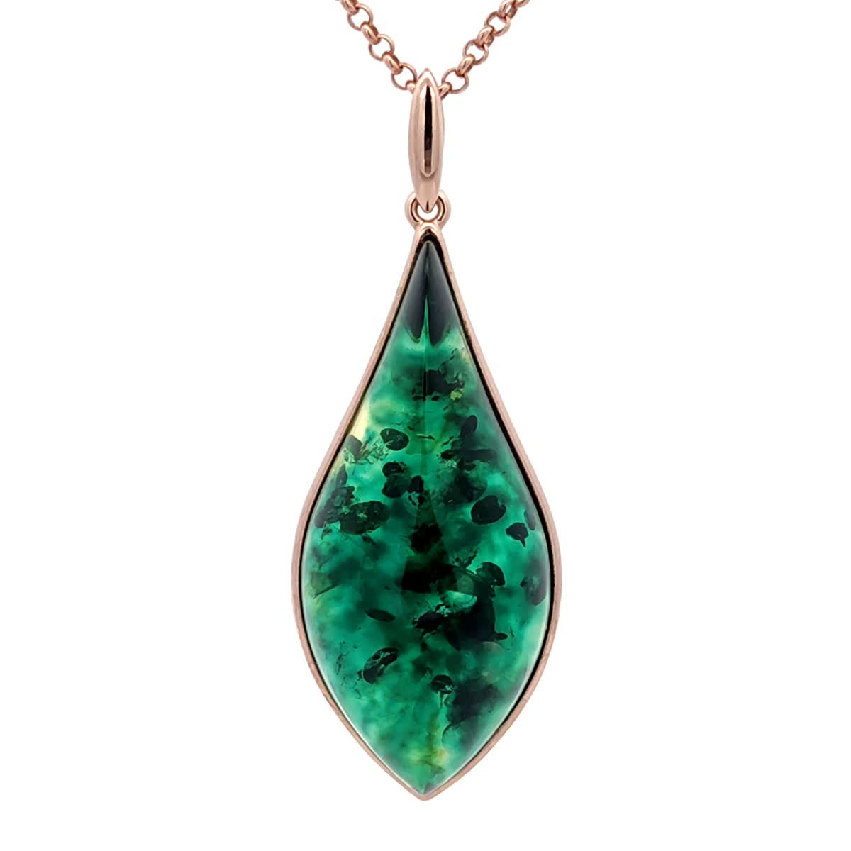 Treated Green Amber Silver Pendant — DARVIN (Pre-Order)