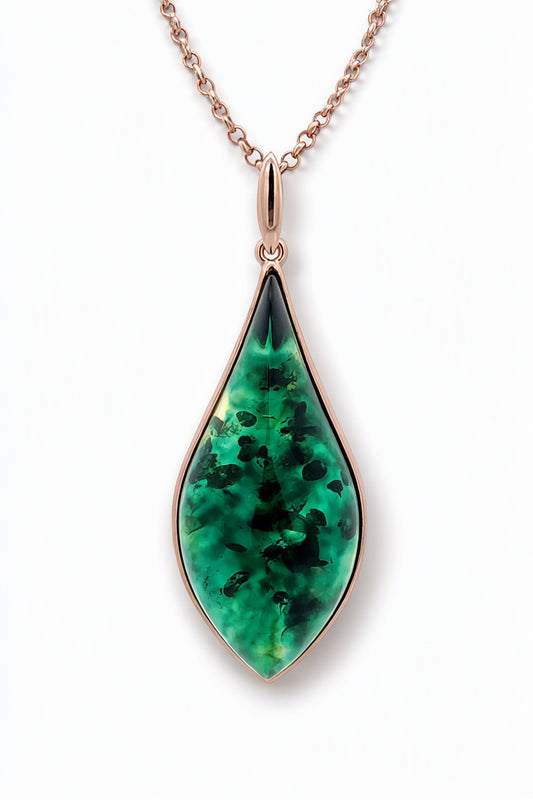 Treated Green Amber Silver Pendant — DARVIN (Pre-Order)