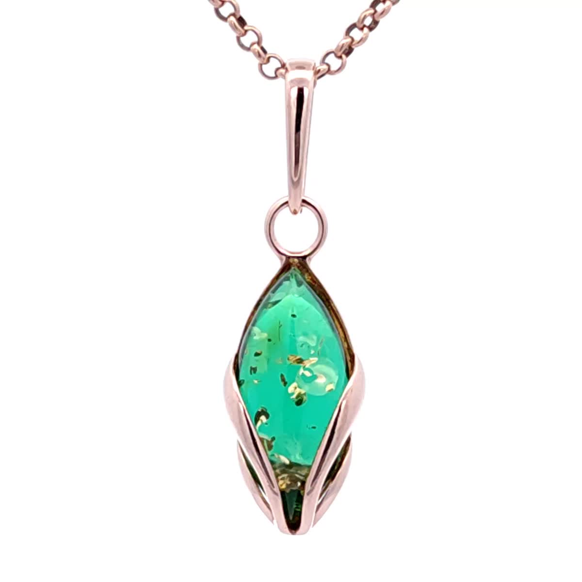 Marquise Emerald Green Amber Silver Pendant — DARVIN (Pre-Order)