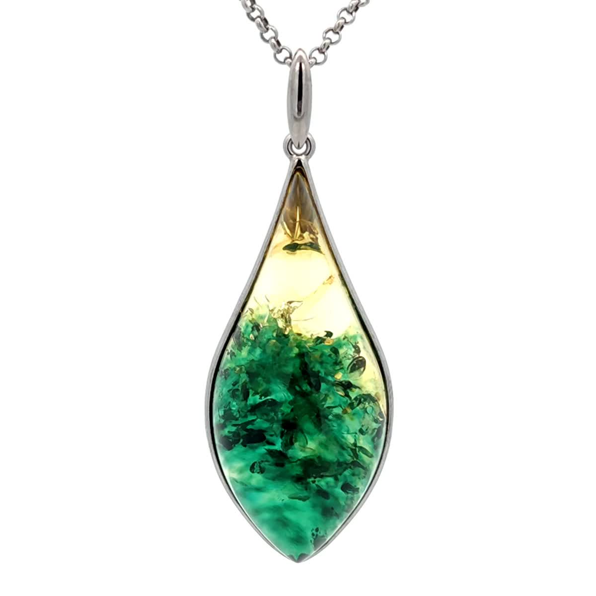 Lemon-Green Amber Silver Pendant — DARVIN (Pre-Order)