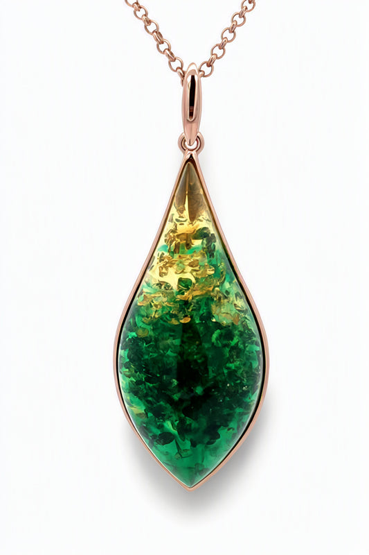 Lemon-Green Amber Silver Pendant — DARVIN (Pre-Order)