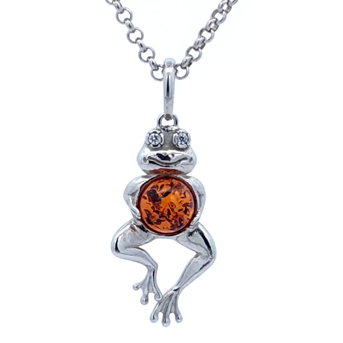 Round Cognac, Colorless Amber Silver Pendant — DARVIN (Pre-Order)