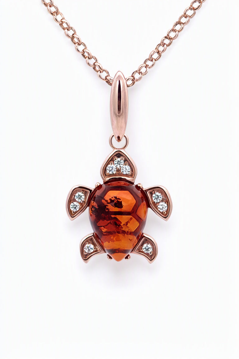 Teardrop Cognac, Colorless Amber Silver Pendant — DARVIN (Pre-Order)