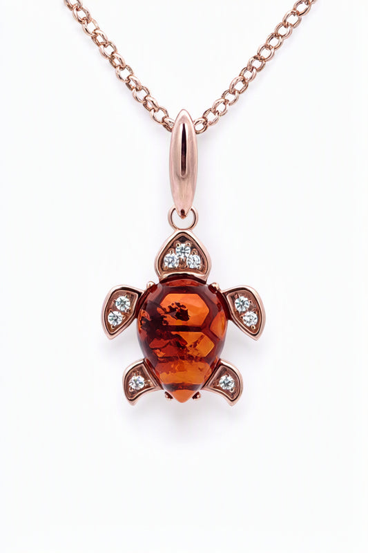 Teardrop Cognac, Colorless Amber Silver Pendant — DARVIN (Pre-Order)