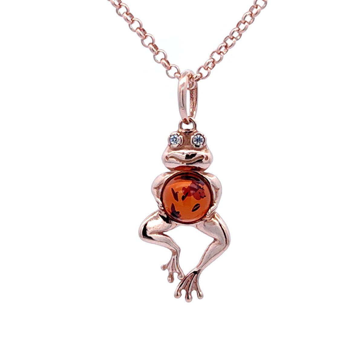 Round Cognac, Colorless Amber Silver Pendant — DARVIN (Pre-Order)