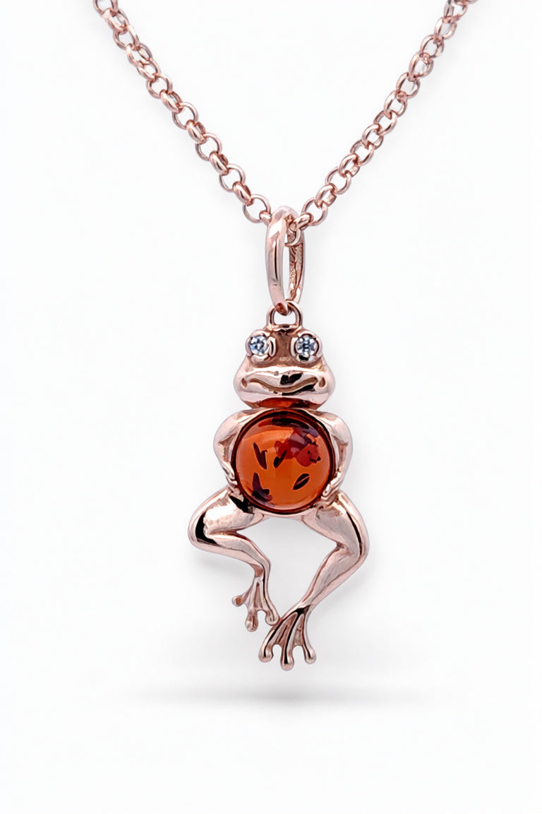 Round Cognac, Colorless Amber Silver Pendant — DARVIN (Pre-Order)