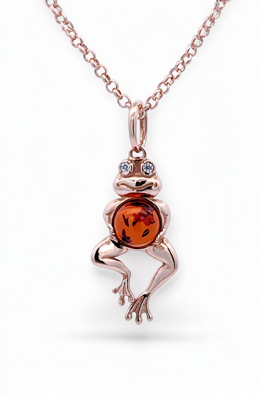 Round Cognac, Colorless Amber Silver Pendant — DARVIN (Pre-Order)