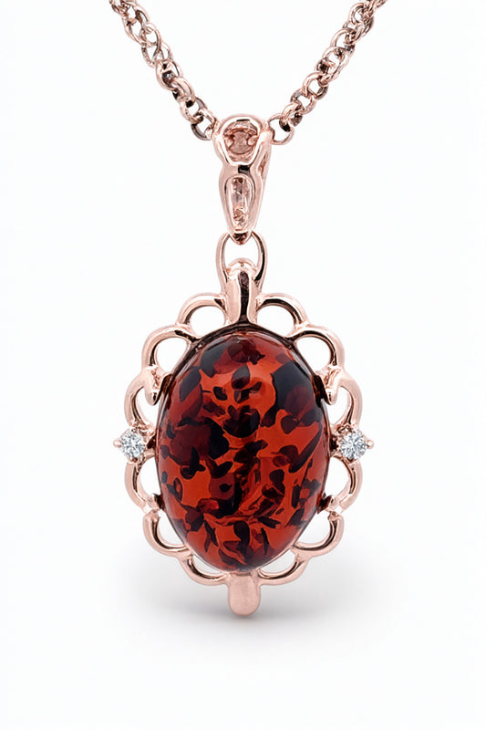 Oval Cognac, Colorless Amber Silver Pendant — DARVIN (Pre-Order)