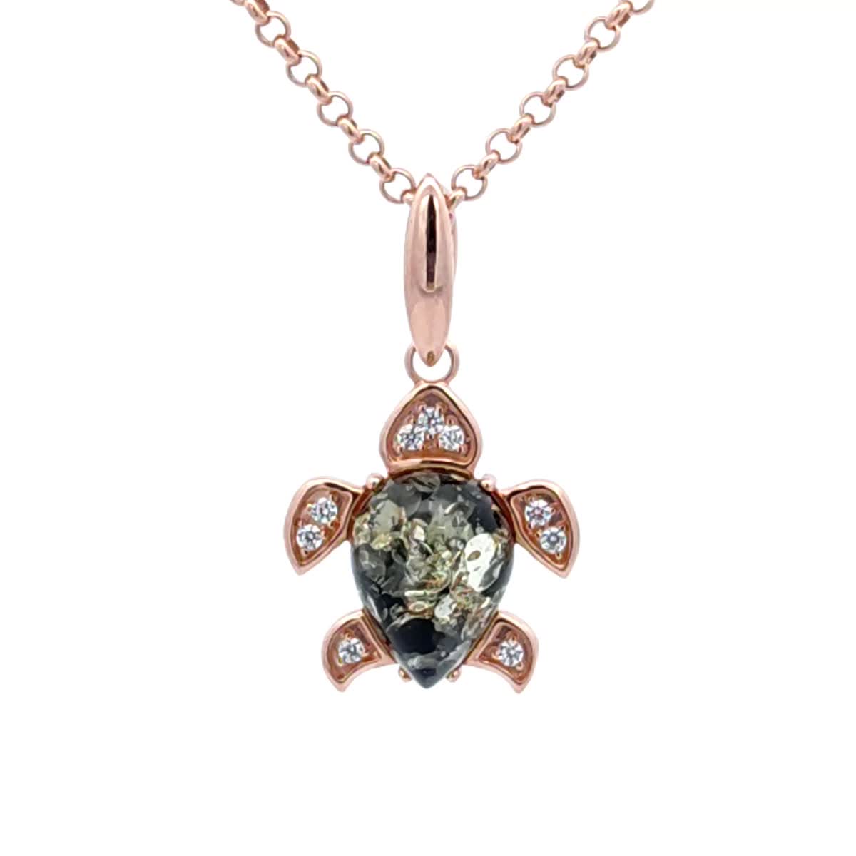 Teardrop Green, Colorless Amber Silver Pendant — DARVIN (Pre-Order)