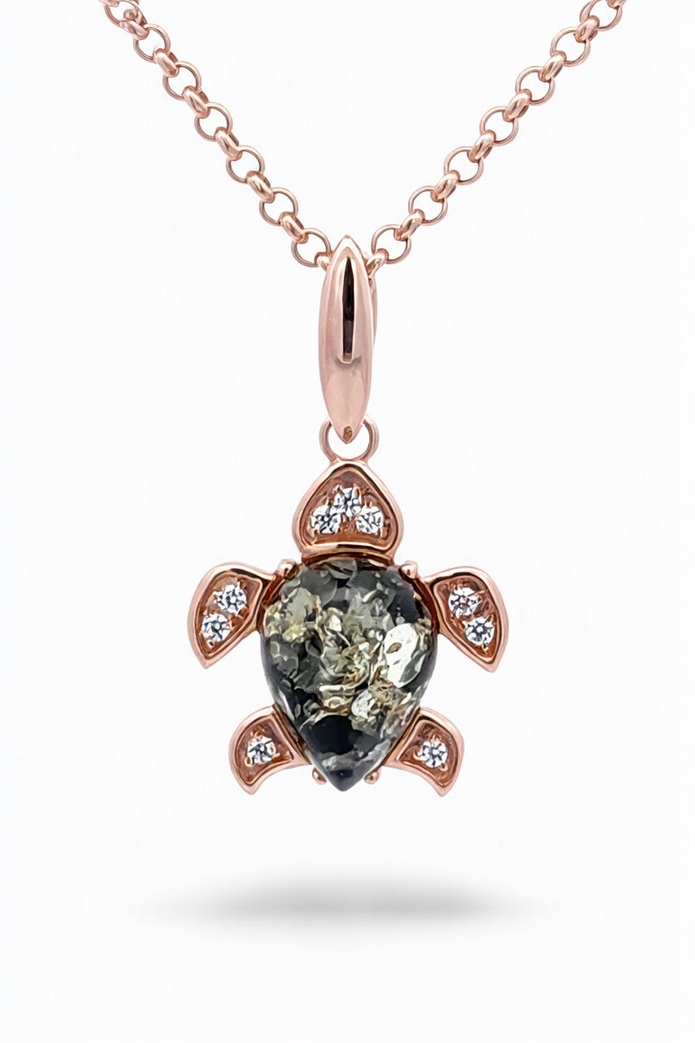 Teardrop Green, Colorless Amber Silver Pendant — DARVIN (Pre-Order)