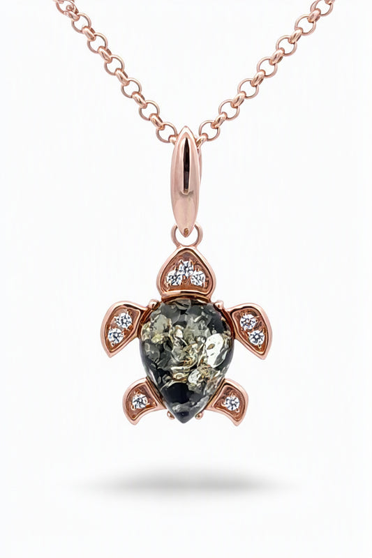 Teardrop Green, Colorless Amber Silver Pendant — DARVIN (Pre-Order)