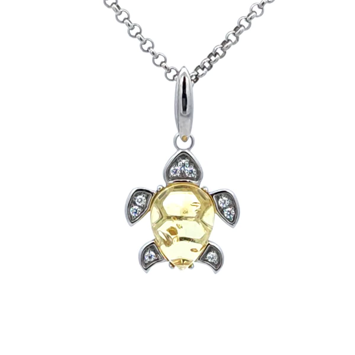 Teardrop Lemon, Colorless Amber Silver Pendant — DARVIN (Pre-Order)