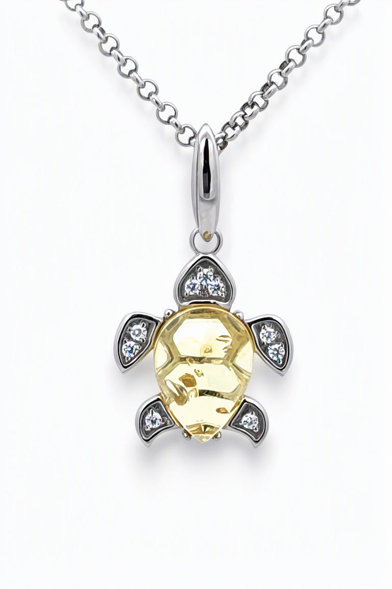 Teardrop Lemon, Colorless Amber Silver Pendant — DARVIN (Pre-Order)