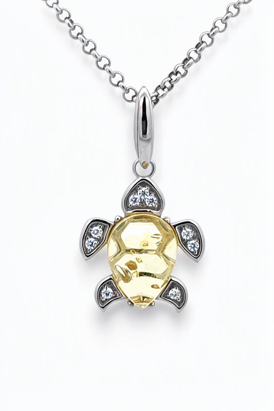 Teardrop Lemon, Colorless Amber Silver Pendant — DARVIN (Pre-Order)