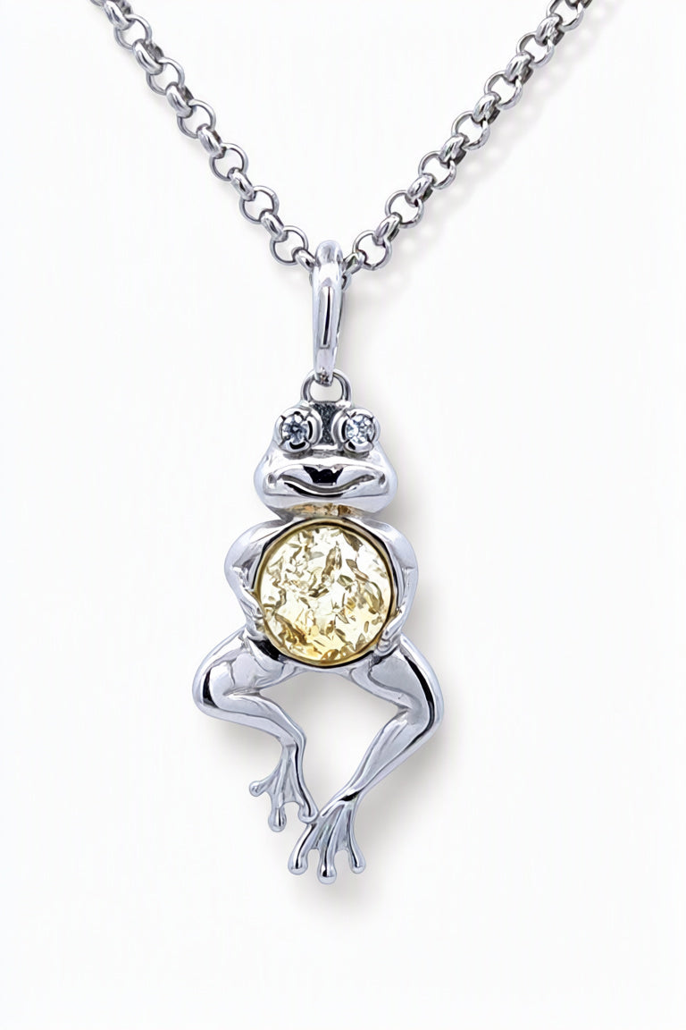 Round Lemon, Colorless Amber Silver Pendant — DARVIN (Pre-Order)