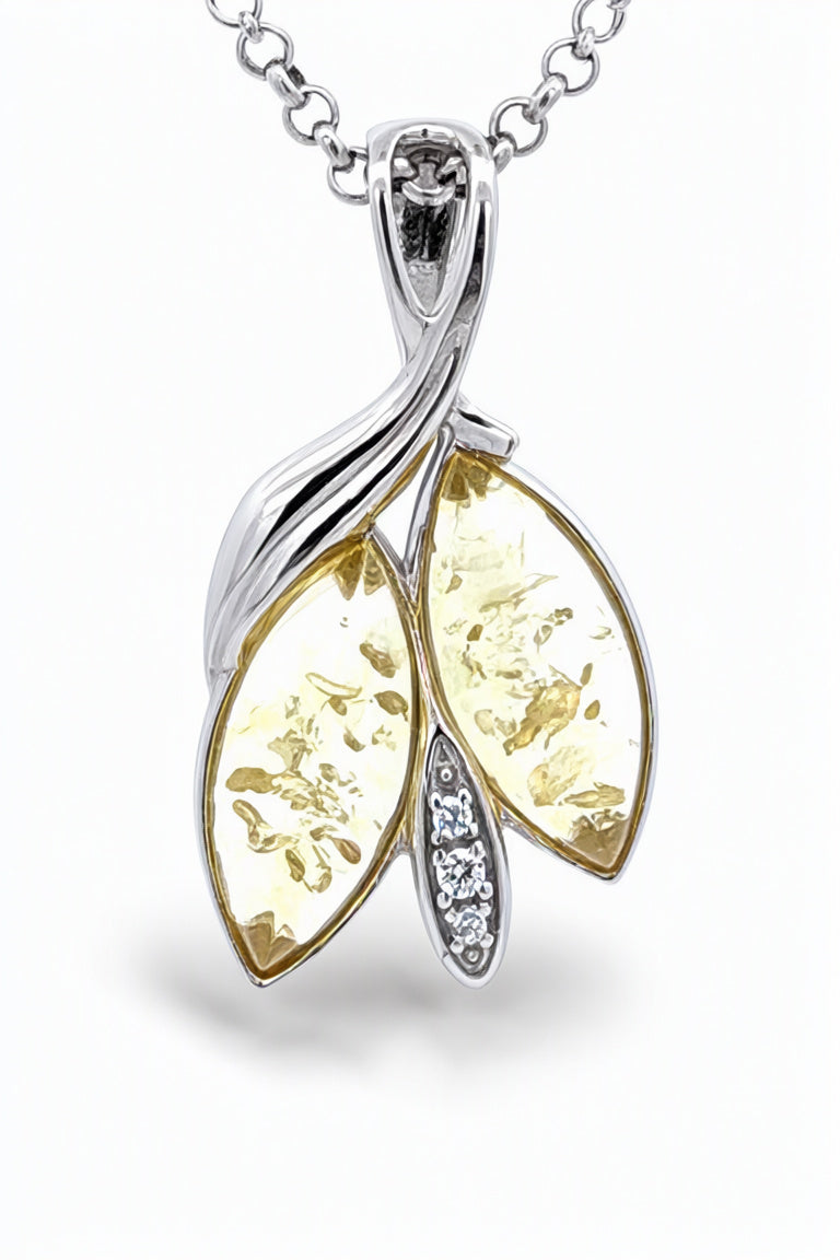 Marquise Lemon, Colorless Amber Silver Pendant — DARVIN (Pre-Order)