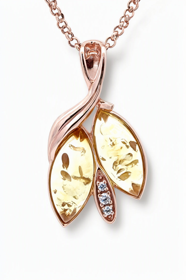 Marquise Lemon, Colorless Amber Silver Pendant — DARVIN (Pre-Order)