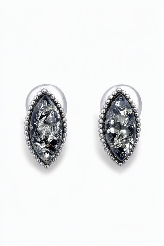 Marquise Green Amber Silver Earrings — DARVIN (Pre-Order)