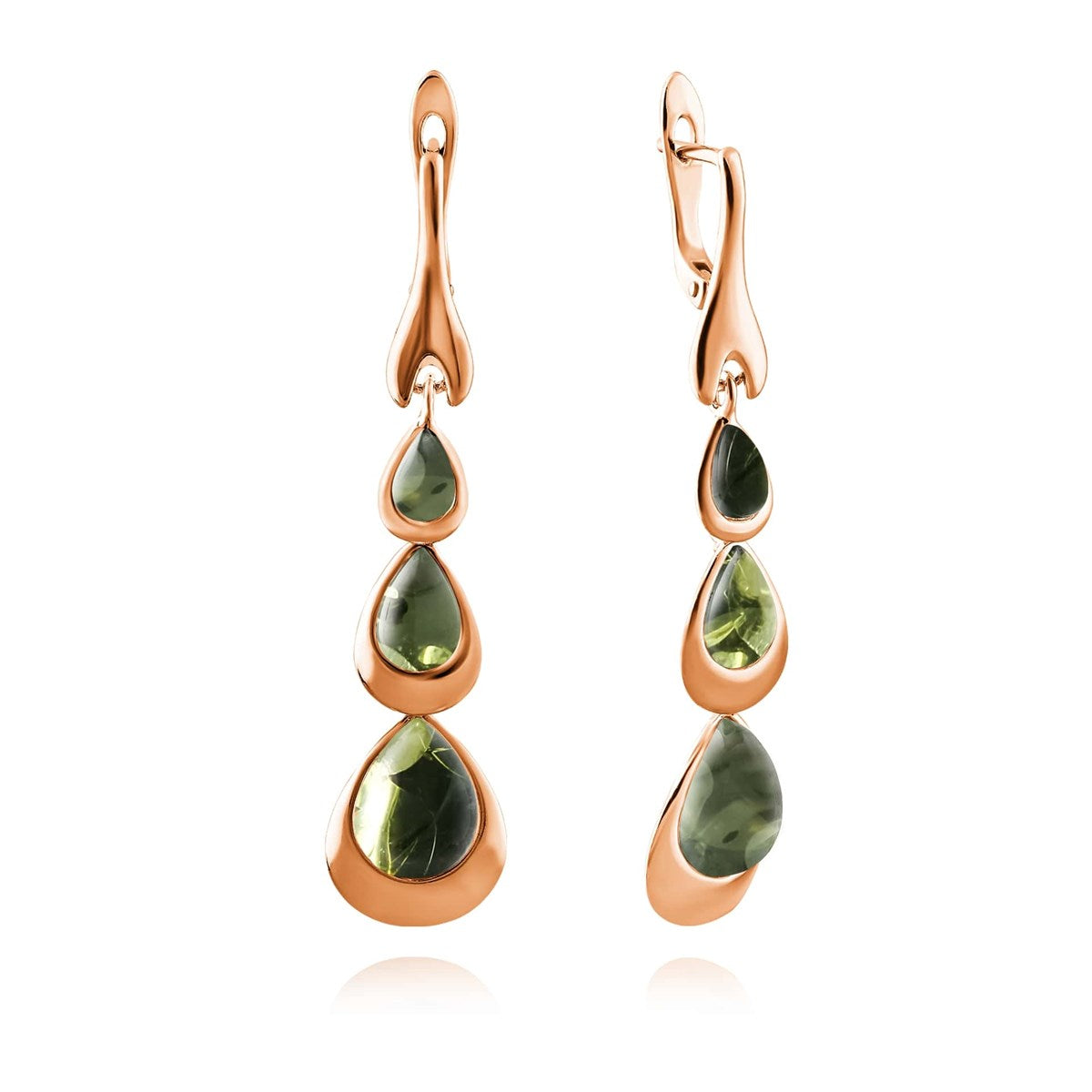 Teardrop Green Amber Silver Earrings — DARVIN (Pre-Order)