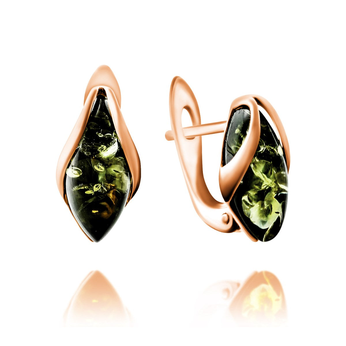 Marquise Green Amber Silver Earrings — DARVIN (Pre-Order)