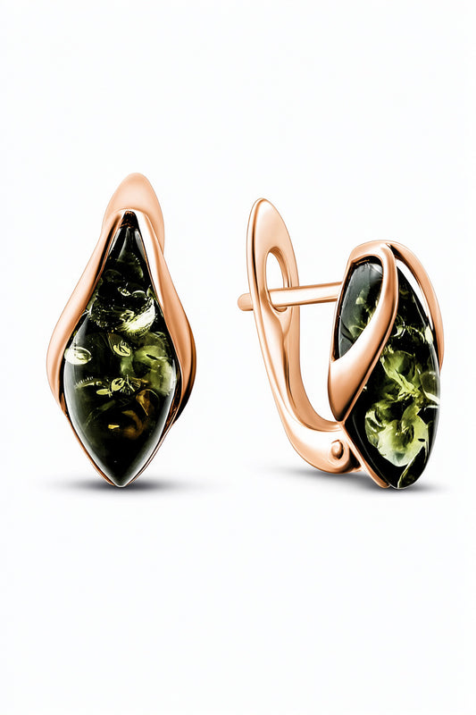 Marquise Green Amber Silver Earrings — DARVIN (Pre-Order)