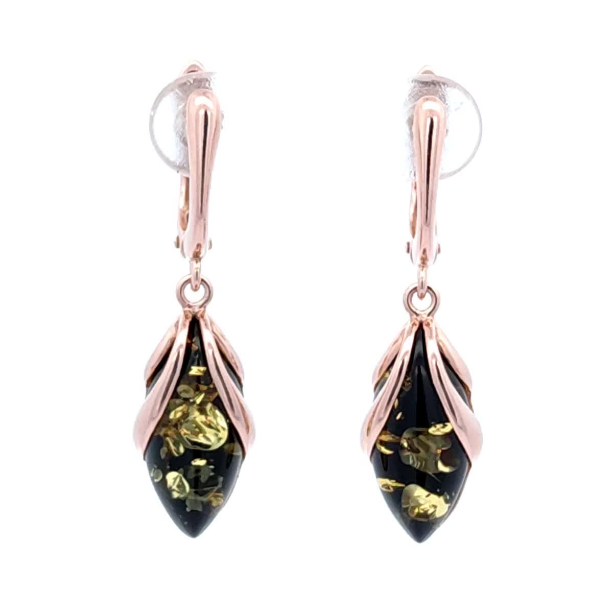 Marquise Green Amber Silver Earrings — DARVIN (Pre-Order)