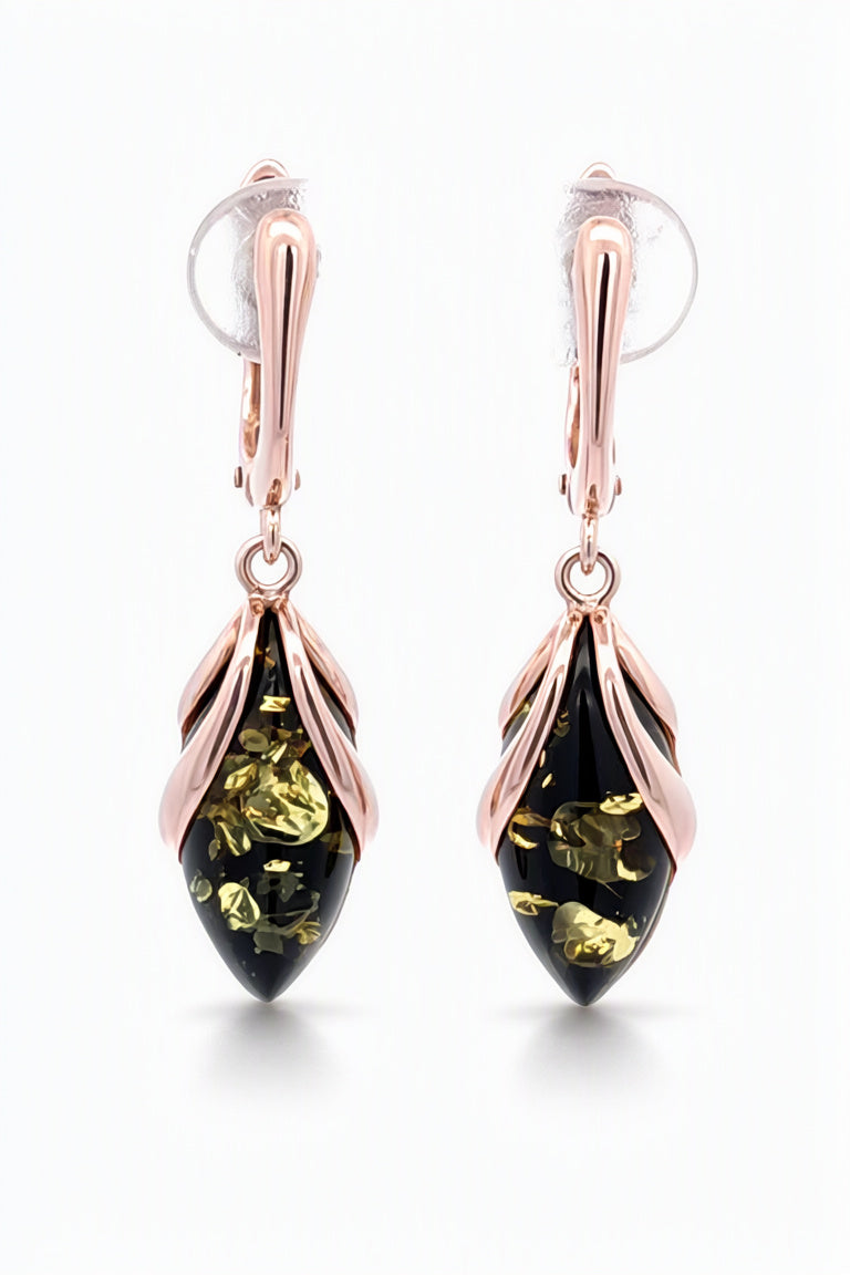 Marquise Green Amber Silver Earrings — DARVIN (Pre-Order)