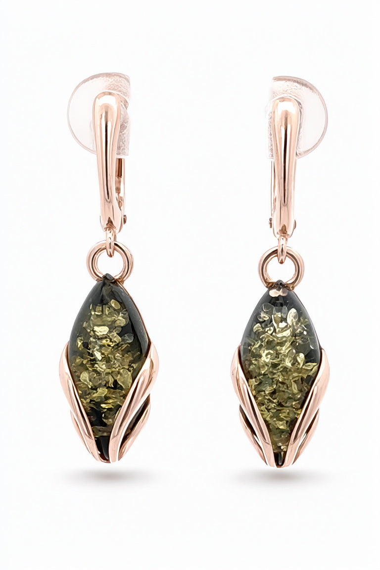 Marquise Green Amber Silver Earrings — DARVIN (Pre-Order)