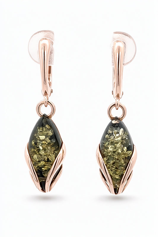 Marquise Green Amber Silver Earrings — DARVIN (Pre-Order)