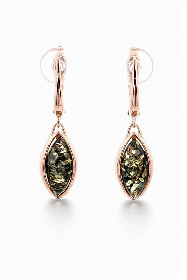 Marquise Green Amber Silver Earrings — DARVIN (Pre-Order)