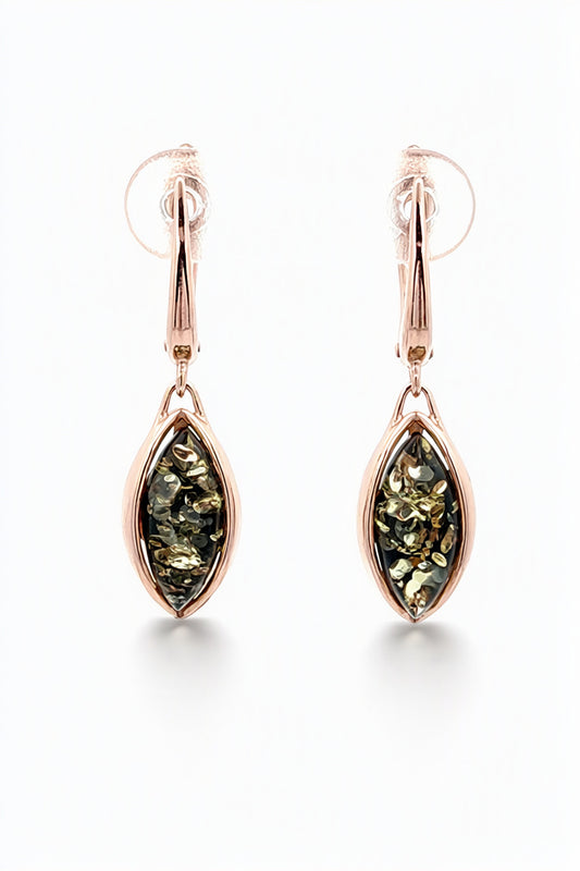 Marquise Green Amber Silver Earrings — DARVIN (Pre-Order)