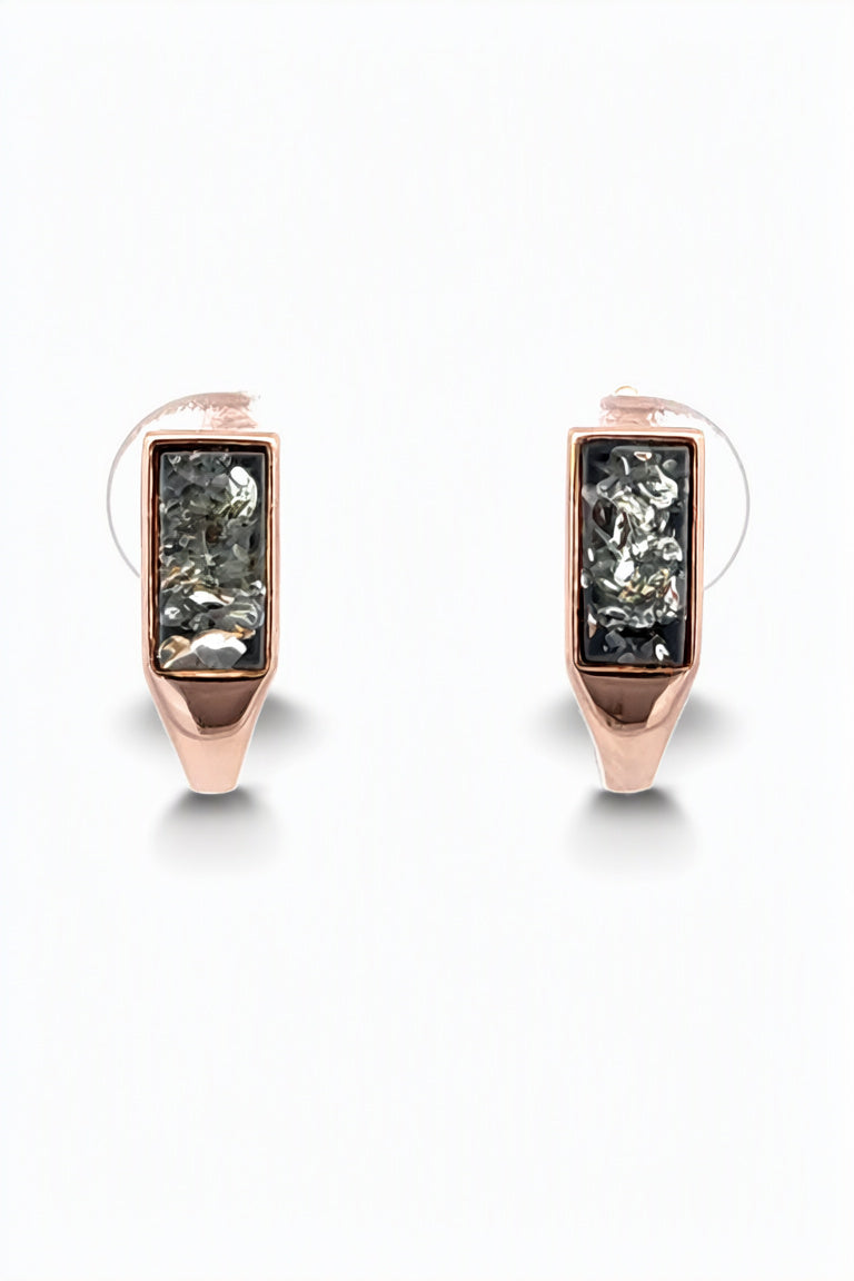Rectangle Green Amber Silver Earrings — DARVIN (Pre-Order)