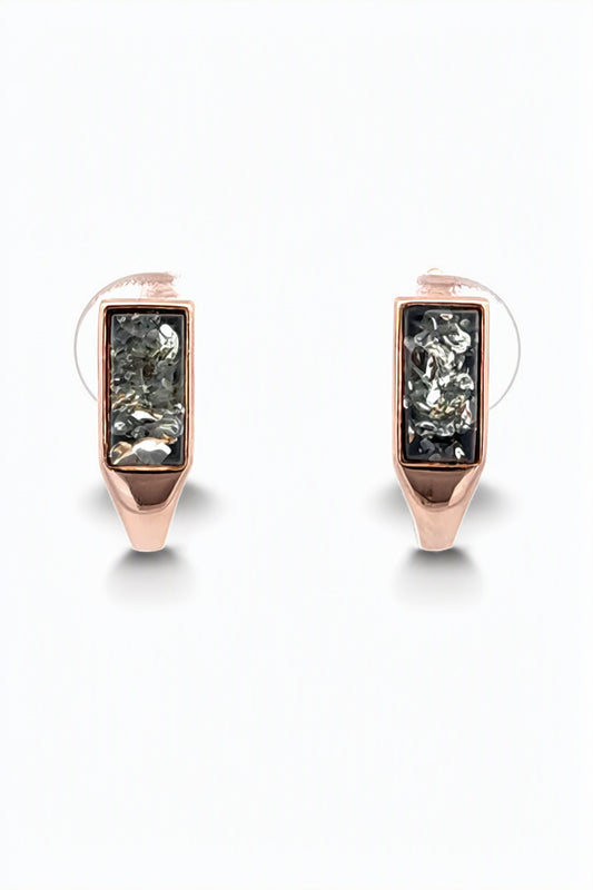Rectangle Green Amber Silver Earrings — DARVIN (Pre-Order)