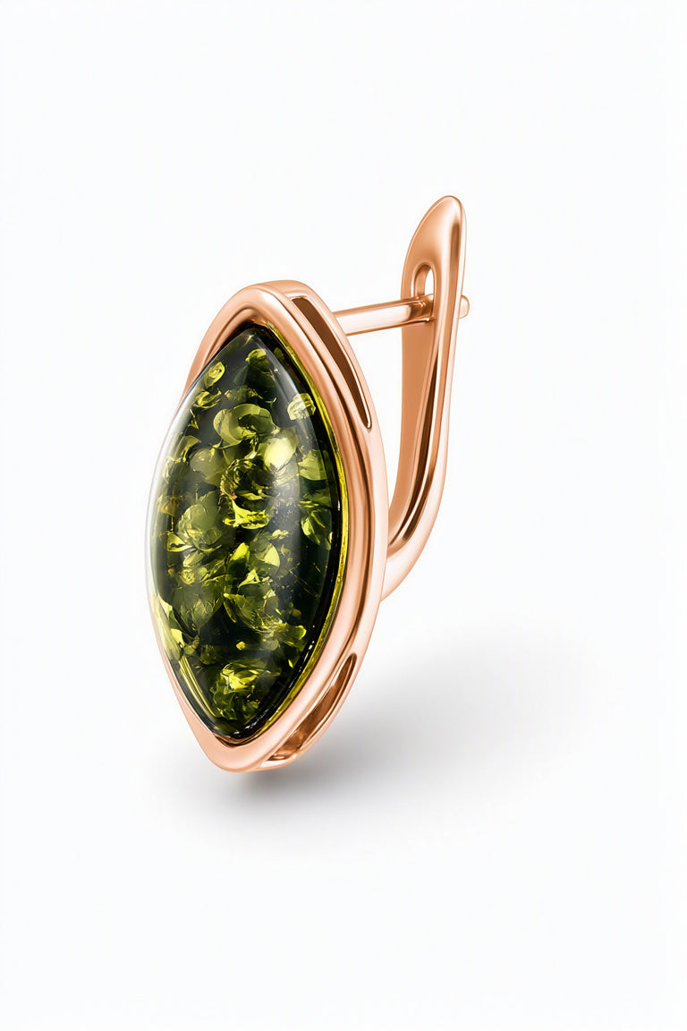 Marquise Green Amber Silver Earrings — DARVIN (Pre-Order)