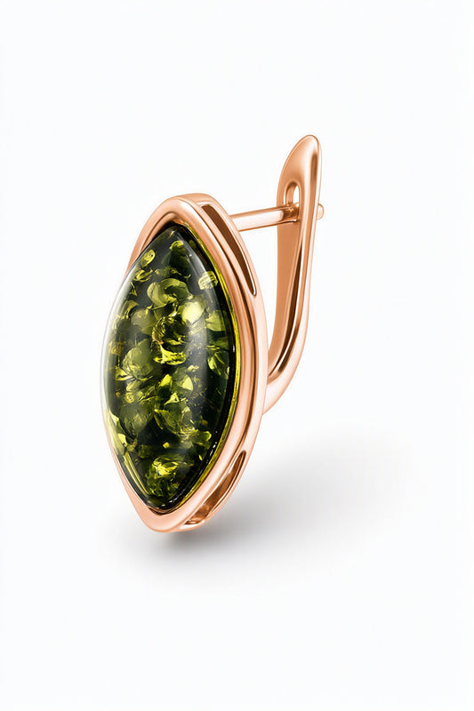 Marquise Green Amber Silver Earrings — DARVIN (Pre-Order)