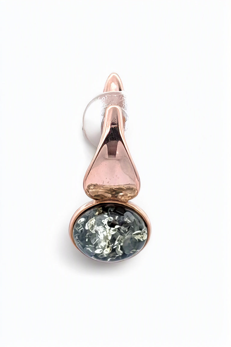 Oval Green Amber Silver Earrings — DARVIN (Pre-Order)