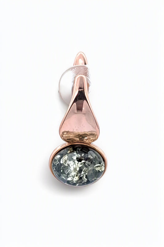 Oval Green Amber Silver Earrings — DARVIN (Pre-Order)