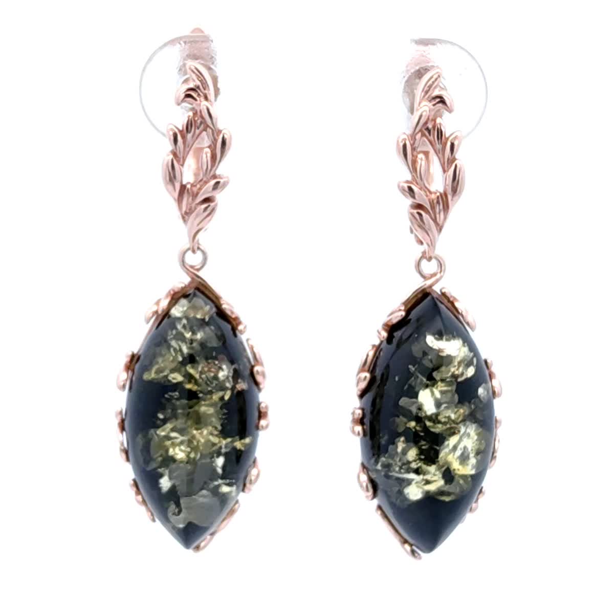 Marquise Green Amber Silver Earrings — DARVIN (Pre-Order)