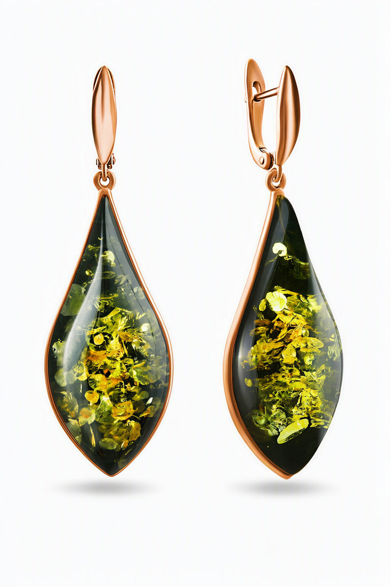 Green Amber Silver Earrings — DARVIN (Pre-Order)
