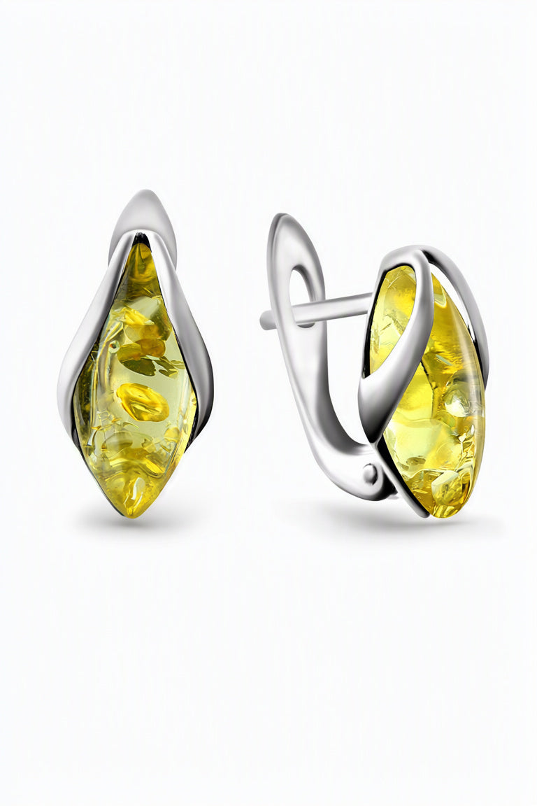 Marquise Lemon Amber Silver Earrings — DARVIN (Pre-Order)
