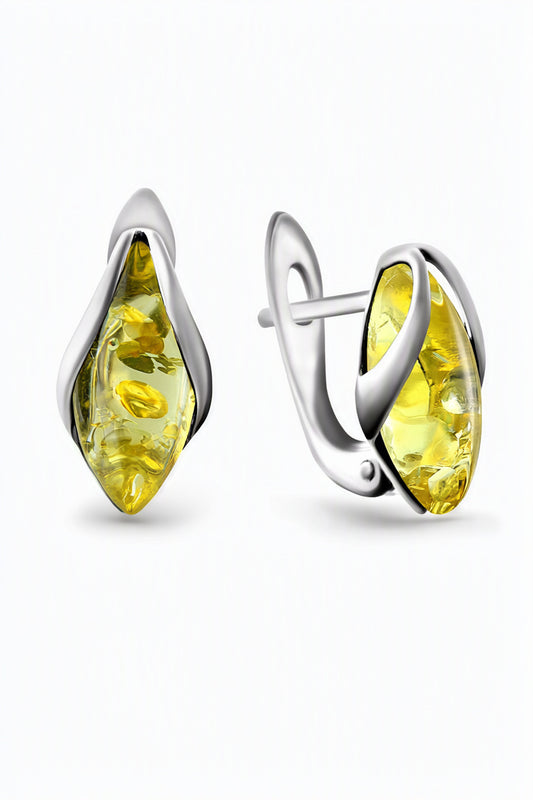 Marquise Lemon Amber Silver Earrings — DARVIN (Pre-Order)