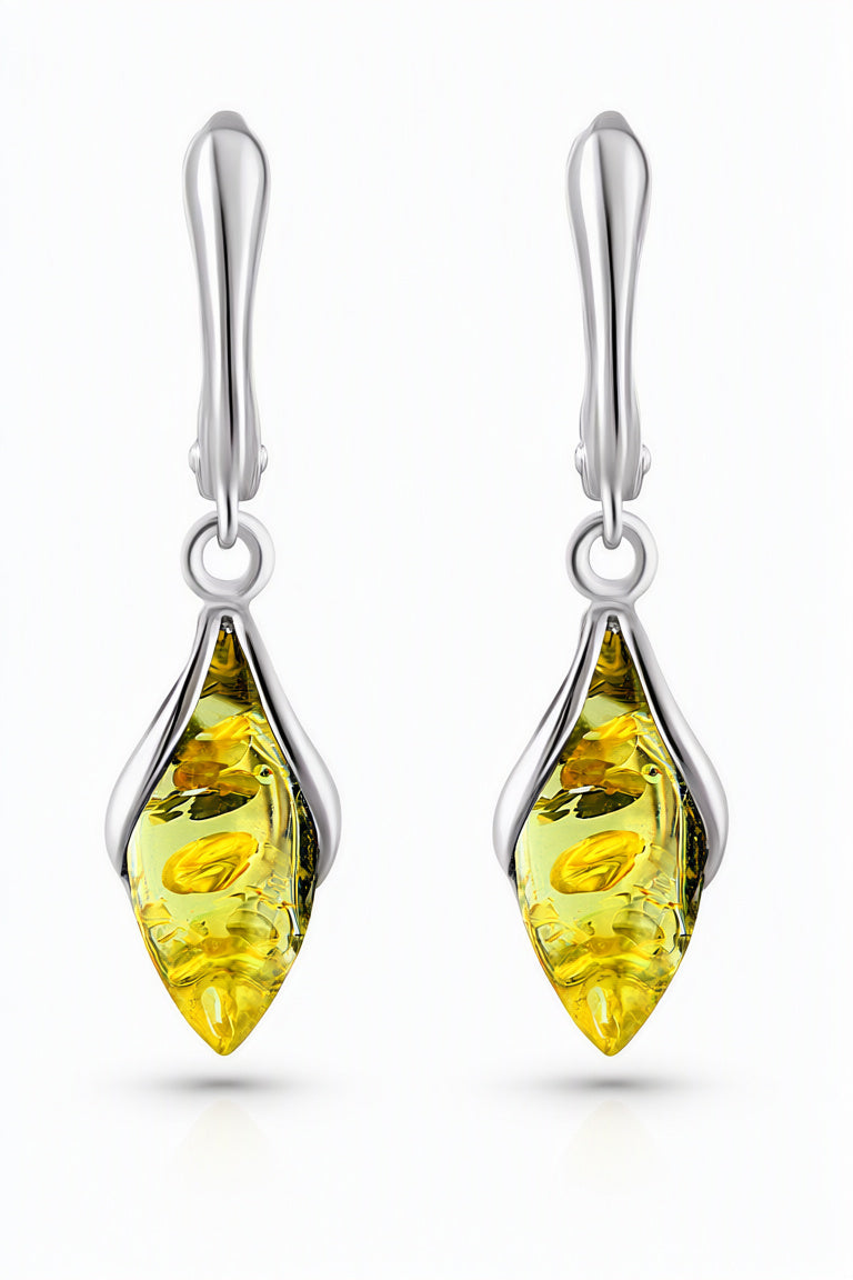 Marquise Lemon Amber Silver Earrings — DARVIN (Pre-Order)